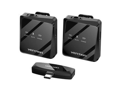 Bezdrôtový mikrofón x2 Vention NCBB0 USB-C (čierny)