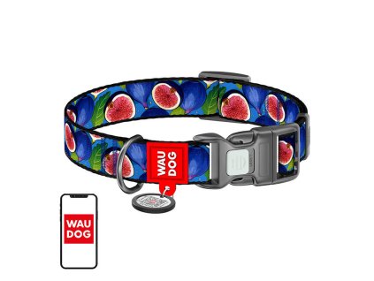 Waudog "Fig" nylon dog collar with QR code, size XL