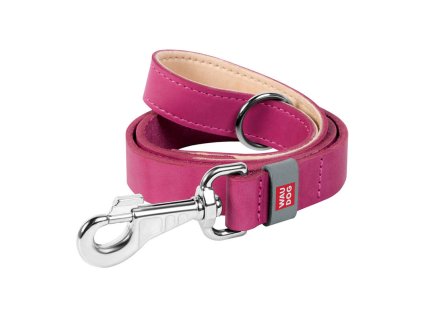 WAUDOG natural leather dog leash 20 mm wide, 122 cm long pink