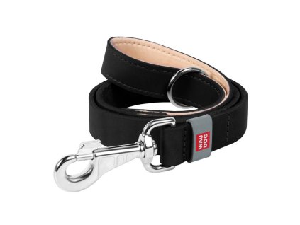 WAUDOG natural leather dog leash 20 mm wide, 122 cm long Black