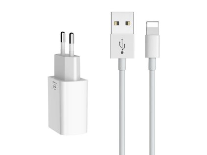 Duální USB nabíječka Mcdodo CH-6720 (EU) Lightning 1m Cestovní sada (bílá)