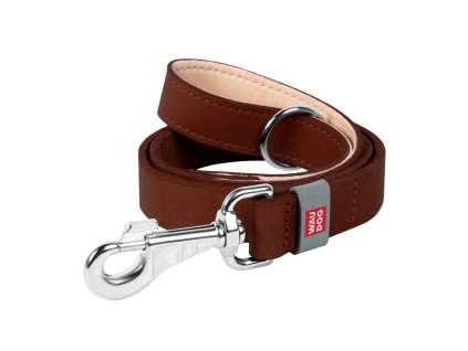WAUDOG natural leather dog leash 14 mm wide, 122 cm long brown