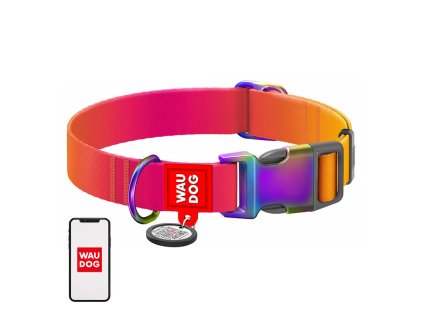 Nylonový obojok pre psov s QR kódom WAUDOG 15 mm široký, 25-35 cm dlhý oranžový