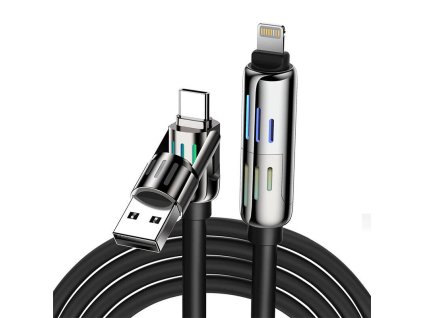 4-in-1 USB-C/USB-A to USB-C/Lightning cable Blitzwolf BW-HDC6 1.2m 240W RGB (black)