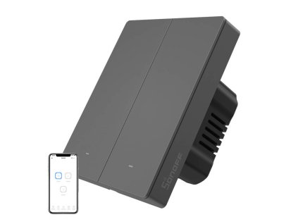 Inteligentný nástenný vypínač SONOFF WiFi M5-2C-80 (2-kanálový, do rámu, grafitový)