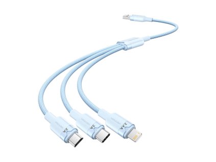 Kábel USB 2.0 A na 3v1 3A Vention CTPLG 1,5M (modrý)