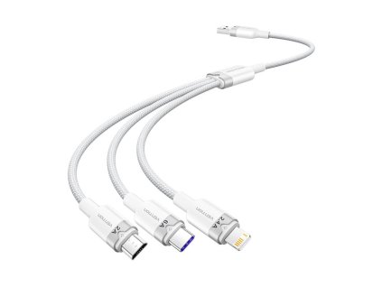 Kábel USB 2.0 A na 3v1 6A Vention CTRWG 1,5 m (biely)