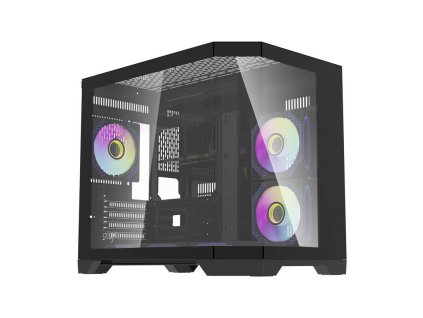 Počítačová skriňa Darflash FT418 + 6 ventilátorov aRGB (čierna)