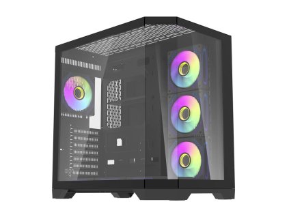 Počítačová skriňa Darflash FT418 PRO + 7 ventilátorov aRGB (čierna)