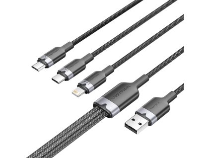 Kábel USB 2.0 A samec na 3 v 1 USB-C, Lightning a Micro-B samec Vention 3A CTPBG 1,5 m