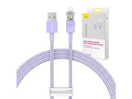 Rýchlonabíjací kábel Baseus USB-A na Lightning Explorer Series 1 m, 2,4 A (fialový)