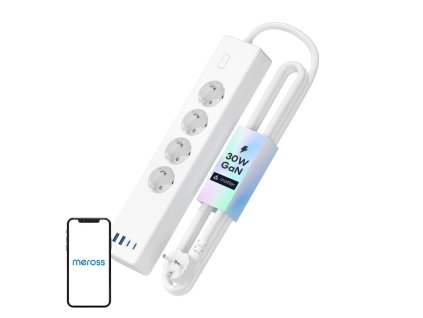 Meross MSP844(EU) inteligentný rýchlonabíjací napájací pás, 4 zásuvky + 2x USB-A + 2x USB-C (Matter)