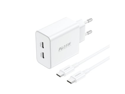 Nabíjačka GaN Foneng EU50, 35W 2x USB-C na Type-C na Lightning (biela)