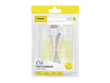 Kábel USB-Lightning Foneng X77, 2,1 A, 1 m (biely)