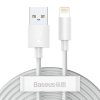Baseus Simple Wisdom Súprava dátového kábla USB na Lightning 2,4A (2 ks/sada）1,5 m biela