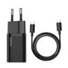 Rýchlonabíjačka Baseus Super Si 1C 25W s káblom USB-C na USB-C 1 m (čierna)