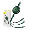 Kábel USB 3 v 1 Baseus Bright Mirror 2, micro USB / Lightning / USB-C, plochý, 3,5 A, 1,1 m (zelený)