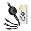 Baseus Bright Mirror 3, USB kábel 3 v 1 pre micro USB / USB-C / Lightning 66W / 2A 1,1 m (čierny)