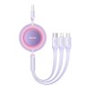 Kábel USB 3 v 1 Baseus Bright Mirror 3, micro USB / Lightning / USB-C, 66W / 2A, 1,1 m (fialový)