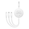 Nabíjací kábel 3 v 1 Baseus USB na USB-C, USB-M, Lightning 3,5 A, 1,1 m (biely)