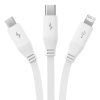 Nabíjací kábel 3 v 1 Baseus USB na USB-C, USB-M, Lightning 3,5 A, 1,1 m (biely)