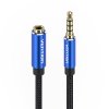 TRRS 3,5 mm samec na 3,5 mm samicu audio kábel Vention BHCLJ 5 m modrý
