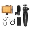 Puluz set na živé nahrávanie statív + LED svetlo + mikrofón + klip na telefón PKT3132B