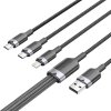 Kábel USB 2.0 A samec na 3 v 1 USB-C, Lightning a Micro-B samec Vention 3A CTPBG 1,5 m