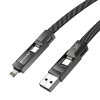 Blitzwolf BW-HDC7 4 v 1 USB+C+Lightning kábel 240W 1,2 m (čierny)