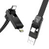 Blitzwolf BW-HDC7 4 v 1 USB+C+Lightning kábel 240W 1,2 m (čierny)