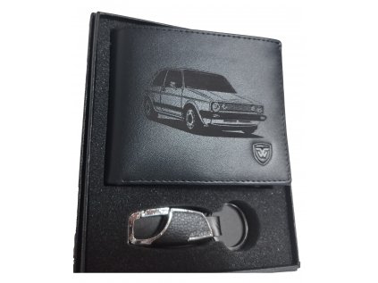 Pánská černá kožená peněženka VW Golf