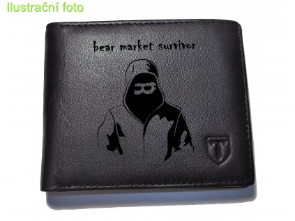 Pánská černá kožená peněženka Bear market survivor