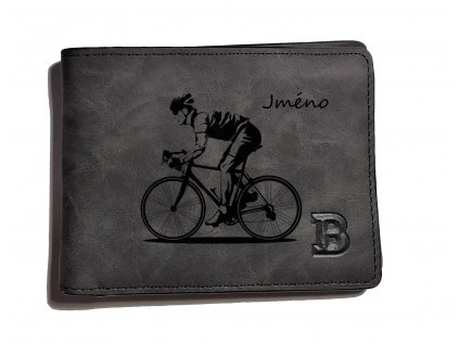 Černá malá peněženka z eko kůže Cyklo - volitelné jméno