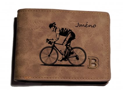 Hnědá malá peněženka z eko kůže Cyklo - volitelné jméno