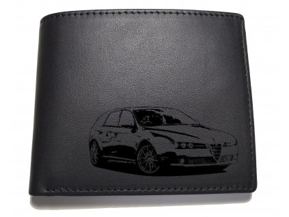 Černá kožená peněženka Alfa Romeo 159