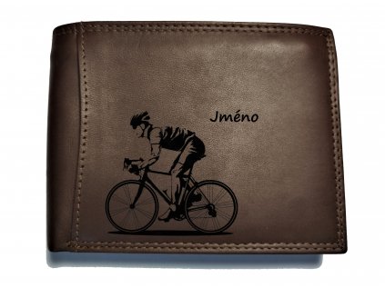Pánská kožená peněženka s mincovníkem na patent - Cyklo- volitelné jméno a číslo