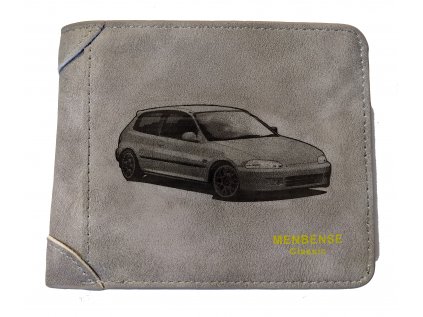 Pánska světle šedá peněženka z eko kůže s motivem Honda Civic