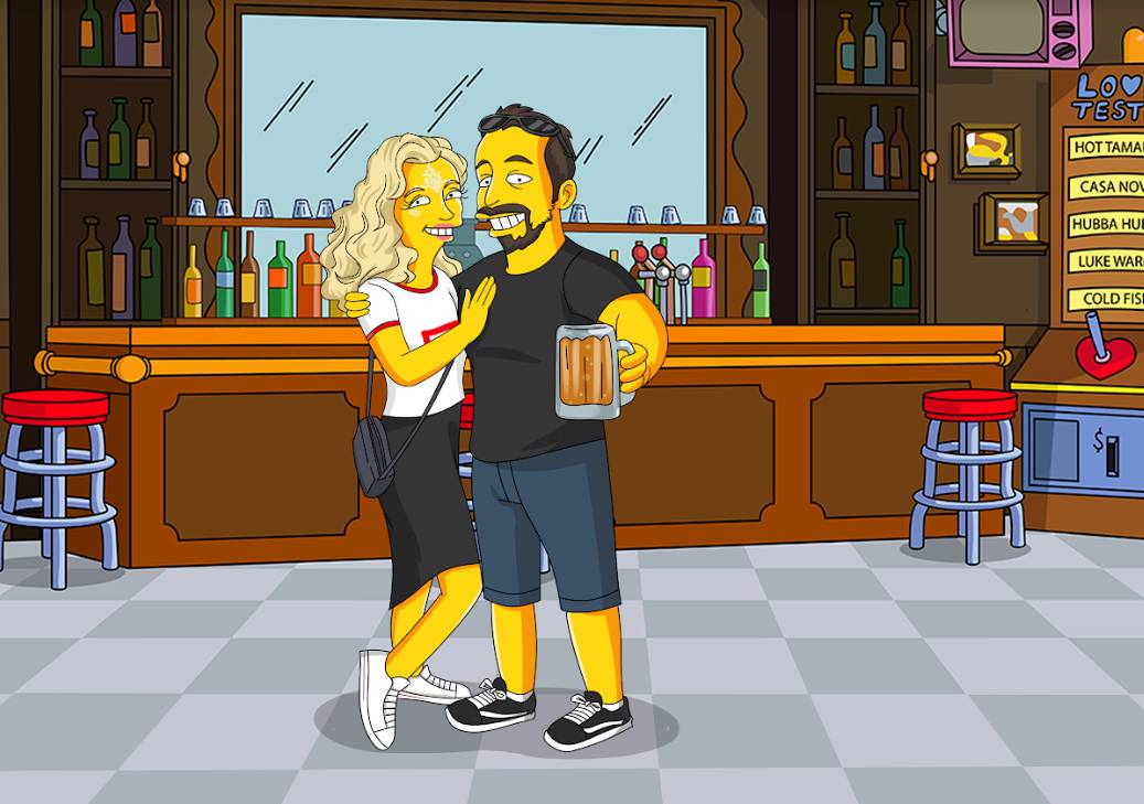 Simpsons Bar - Handgemalter Karikatur nach Foto
