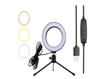 Prstencová LED lampa se stativem 16cm ZD67B