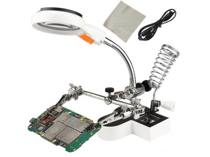 Souprava Třetí ruka lupa + LED MG16126