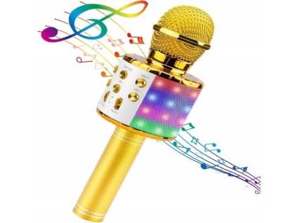 WS 858L  PODSVÍCENÝ BEZDRÁTOVÝ MIKROFON KARAOKE zlatá