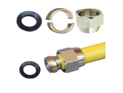 Převlečná matice DN20 (G1") na plyn vč. kroužku a těsnění