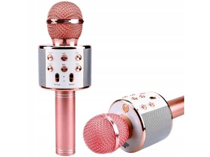 WS 858 BEZDRÁTOVÝ MIKROFON KARAOKE růžové zlato