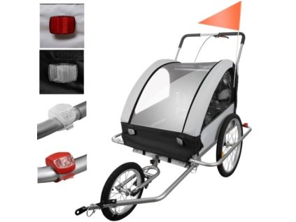 ML 14746 Vozík za kolo jogger 3v1 LED černošedý