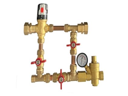 Rozdělovač tlakoý ventil a termostatický směšovací ventil  3/4'' 20℃ - 60℃ mosaz