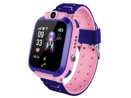 Hodinky dětské Smart watch Q12 růžové LBS lokátor