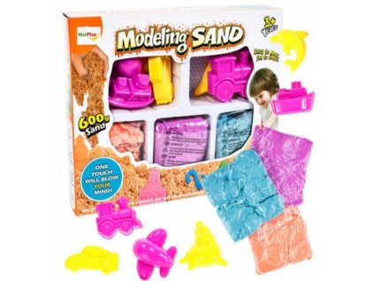 MalPlay Kinetický písek + formičky 3 barvy 600g