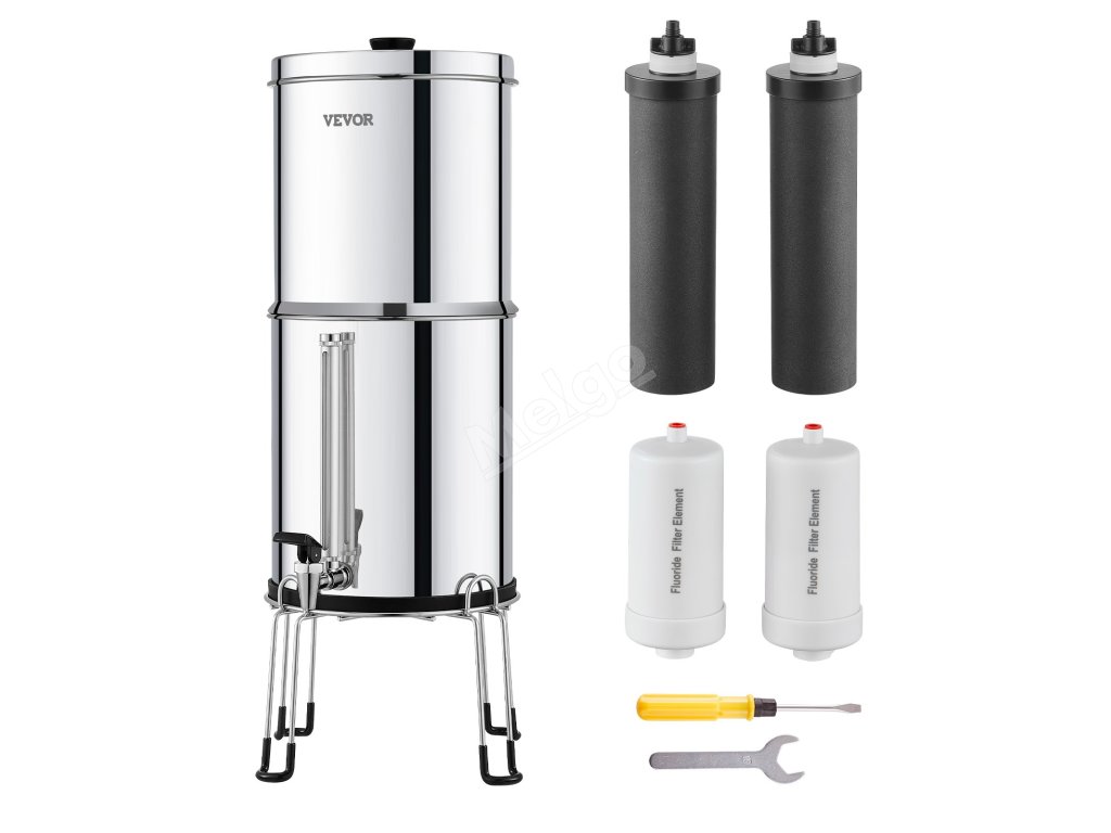 Gravitačný filter na vodu 2.25G 304 nerez, 2 akt. uhl., 2 defluor.