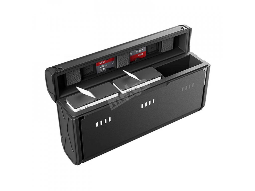 3-slotová kapesní nabíječka Telesin + 2 baterie pro GoPro Hero 9 / Hero 10  / Hero 11 (GP-PT-G01) 
