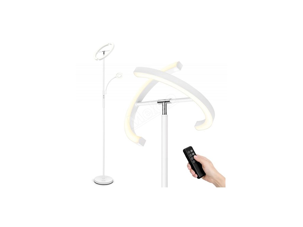 FIMEI MF18813 Floor Lamp with Reading Light, Eye Protection, 4 Color Temperatures, Infinite Dimmable, Touch Control & Remote Control, for Living Room, Office, Bedroom - White